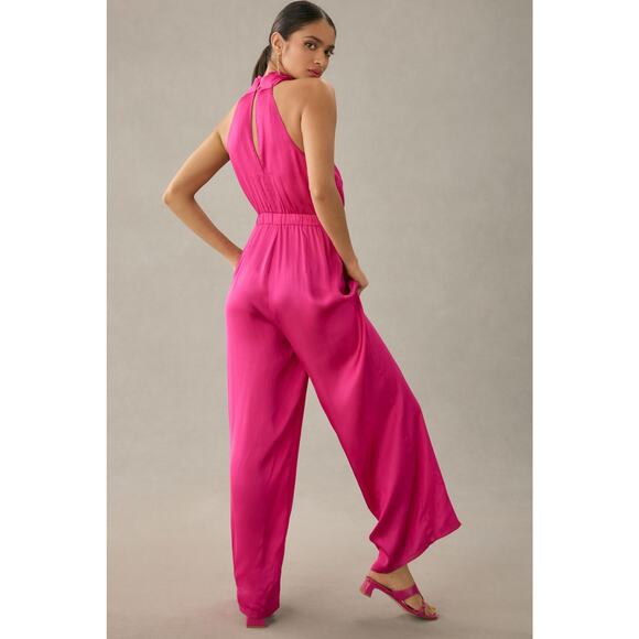 Anthropologie DOLAN Satin Halter Jumpsuit - Medium Petite (MP) - Picture 3 of 7
